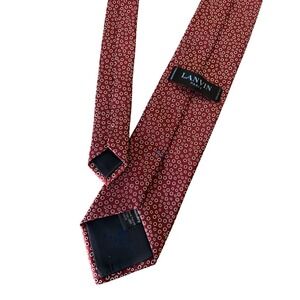 Lanvin Paris Silk Jacquard Geometric Circle Necktie Burgundy Men Formal Business